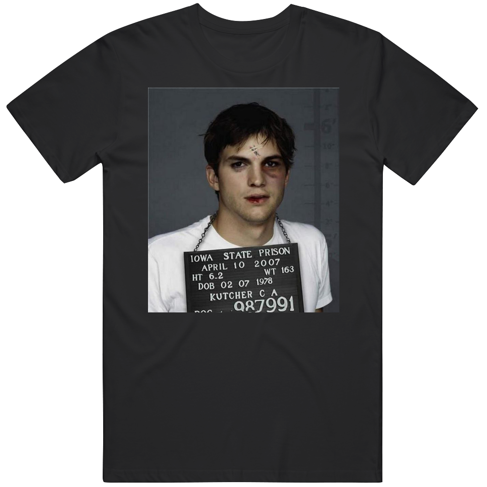 Ashton Kutcher Celebrity Mugshot Mens Soft Cotton Tee T Shirt