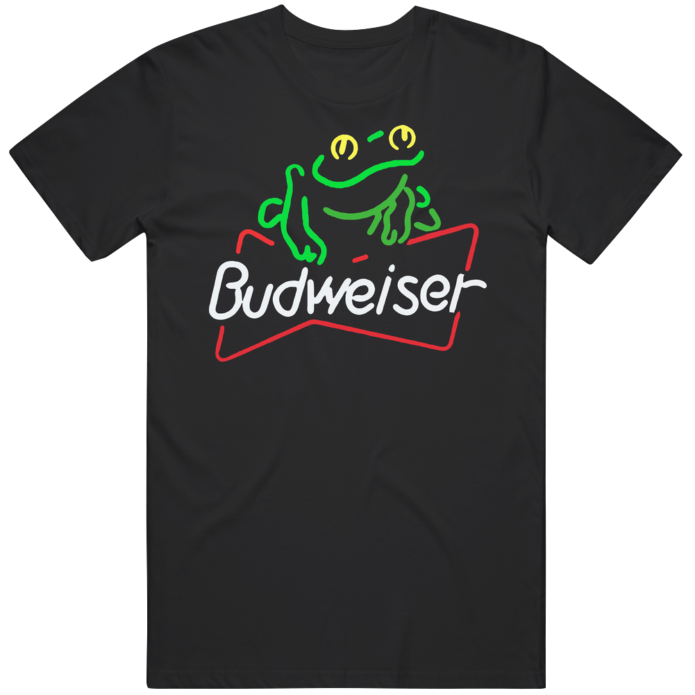 Budweiser Frog Mascot Mens Soft Cotton Tee T Shirt