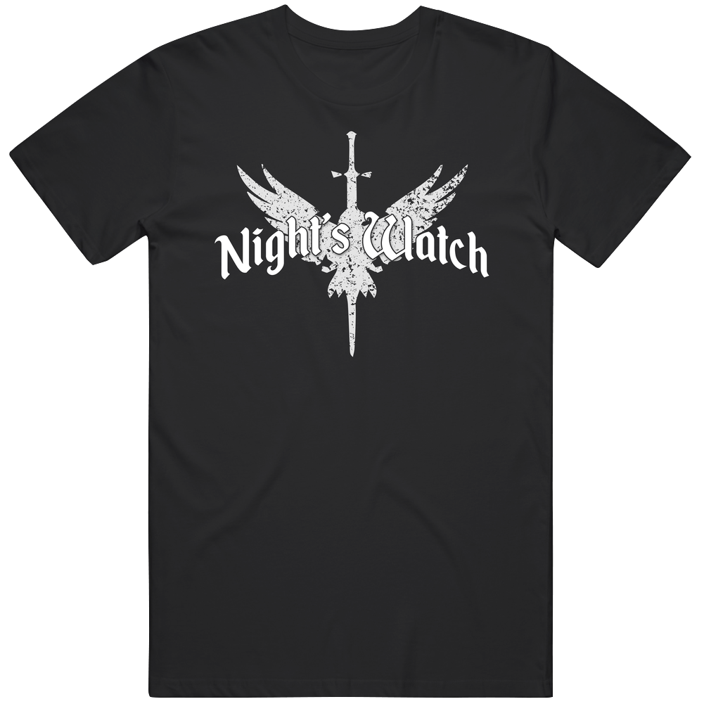 Night's Watch Game Of Thrones Got Sword Crow Medieval Grunge Worn Look Mens Soft Cotton Tee T Shirt