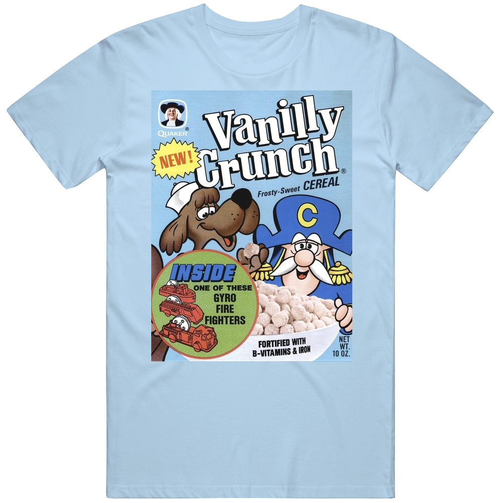 Cap'n Crunch Vanilly Box Greatest Cereal Of All Time Breakfast Fan Foodie Mens Soft Cotton Tee T Shirt Cap'n Crunch Vanilly Box Greatest Cereal Of All Time Breakfast Fan Foodie Mens Soft Cotton Tee T Shirt
