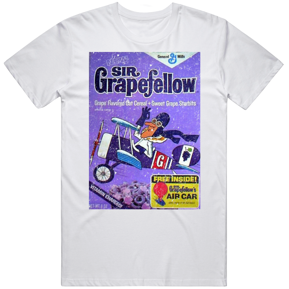 Sir Grapefellow Grape Cereal Retro Box Mens Soft Cotton Tee T Shirt Sir Grapefellow Grape Cereal Retro Box Mens Soft Cotton Tee T Shirt