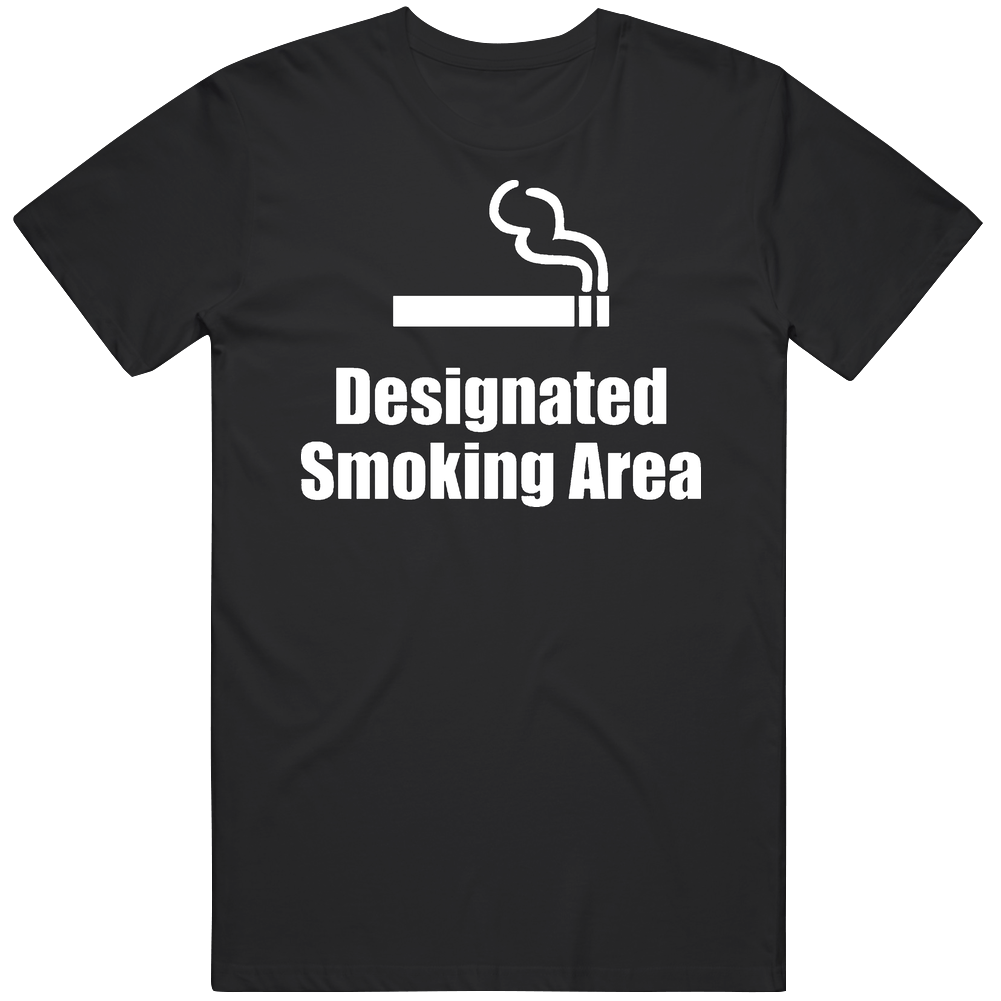 Designated Smoking Area Sign Mens Soft Cotton Tee T Shirt