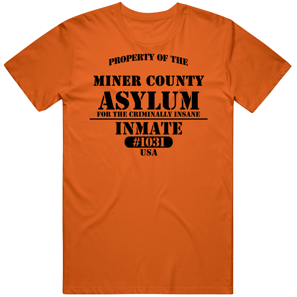 Miner County Insane Asylum Inmate Halloween Costume Mens Soft Cotton Tee T Shirt Miner County Insane Asylum Inmate Halloween Costume Mens Soft Cotton Tee T Shirt