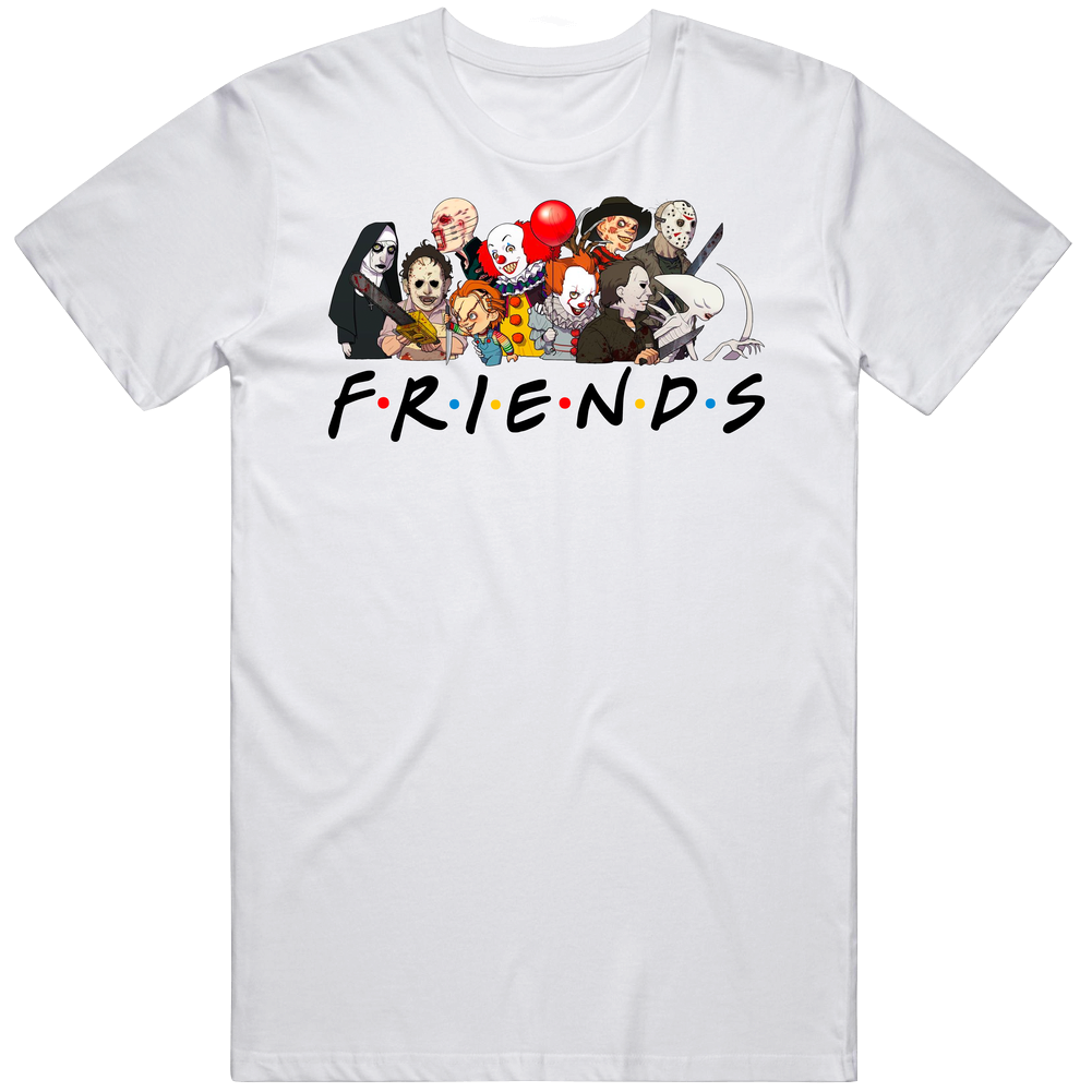 Horror Movie Characters Friends Mashup Halloween Mens Soft Cotton Tee T Shirt