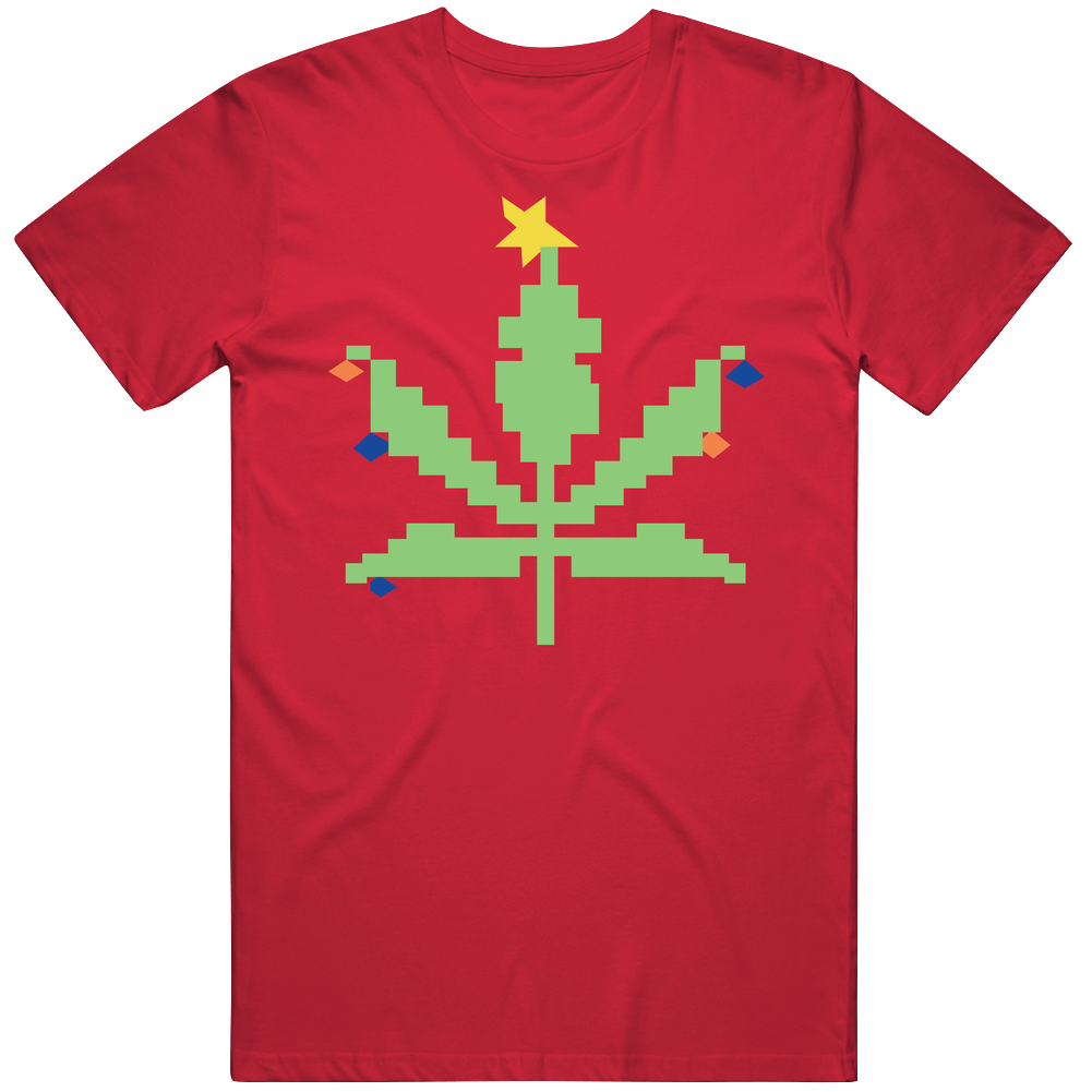 Christmas Weed Tree Marijuana Funny Pothead Gift Mens Soft Cotton Tee T Shirt