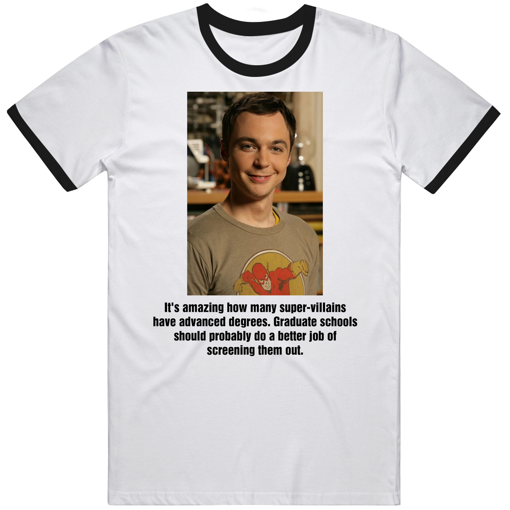 Shelson Cooper Big Bang Theory Super-villain Quote Mens Soft Cotton Tee T Shirt Shelson Cooper Big Bang Theory Super-villain Quote Mens Soft Cotton Tee T Shirt