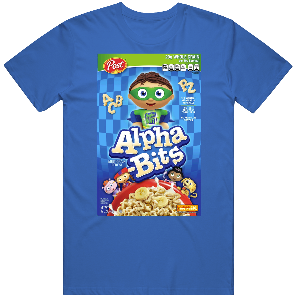 Alpha Bits Box Greatest Cereal Of All Time Breakfast Fan Foodie Mens Soft Cotton Tee T Shirt