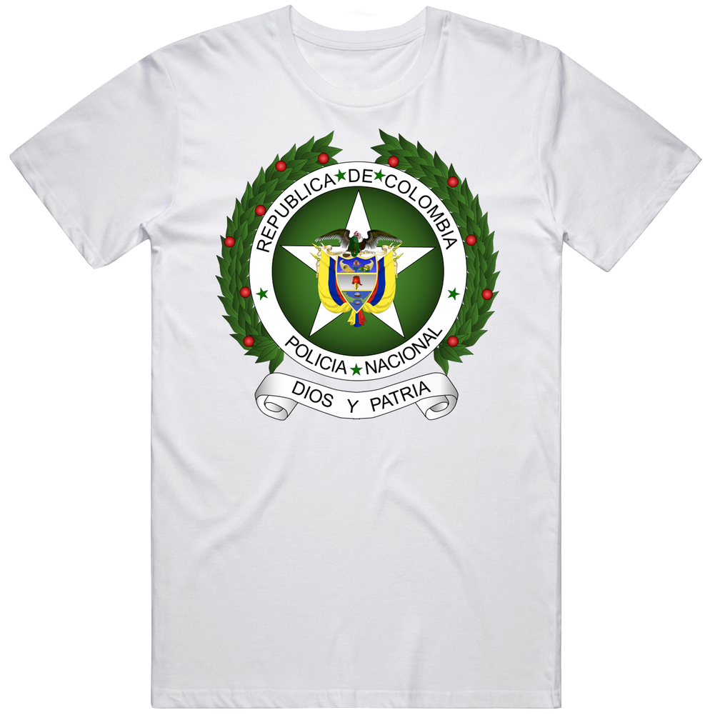 Colombia National Policia Coat Of Arms Mens Soft Cotton Tee T Shirt Colombia National Policia Coat Of Arms Mens Soft Cotton Tee T Shirt