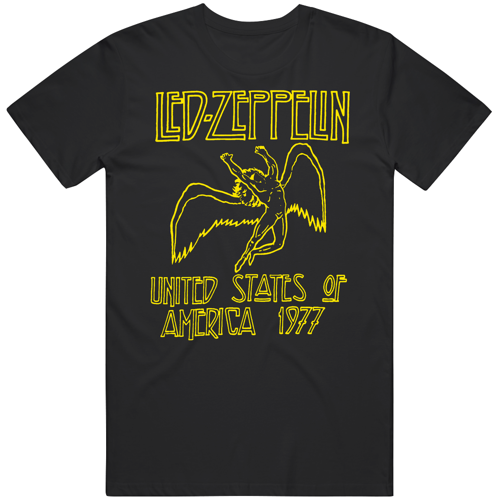 Led Zeppelin 1977 Usa Tour 1 Vintage Cotton Tee Classic Mens Soft Cotton Tee T Shirt Led Zeppelin 1977 Usa Tour 1 Vintage Cotton Tee Classic Mens Soft Cotton Tee T Shirt