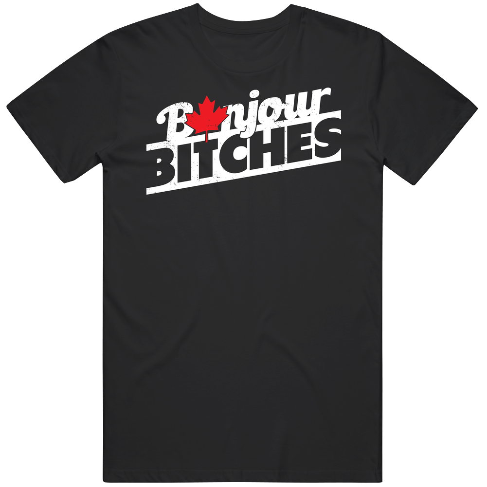 Bonjour Bitches Funny Canada Montreal French Hello Worn Look Mens Soft Cotton Tee T Shirt Bonjour Bitches Funny Canada Montreal French Hello Worn Look Mens Soft Cotton Tee T Shirt
