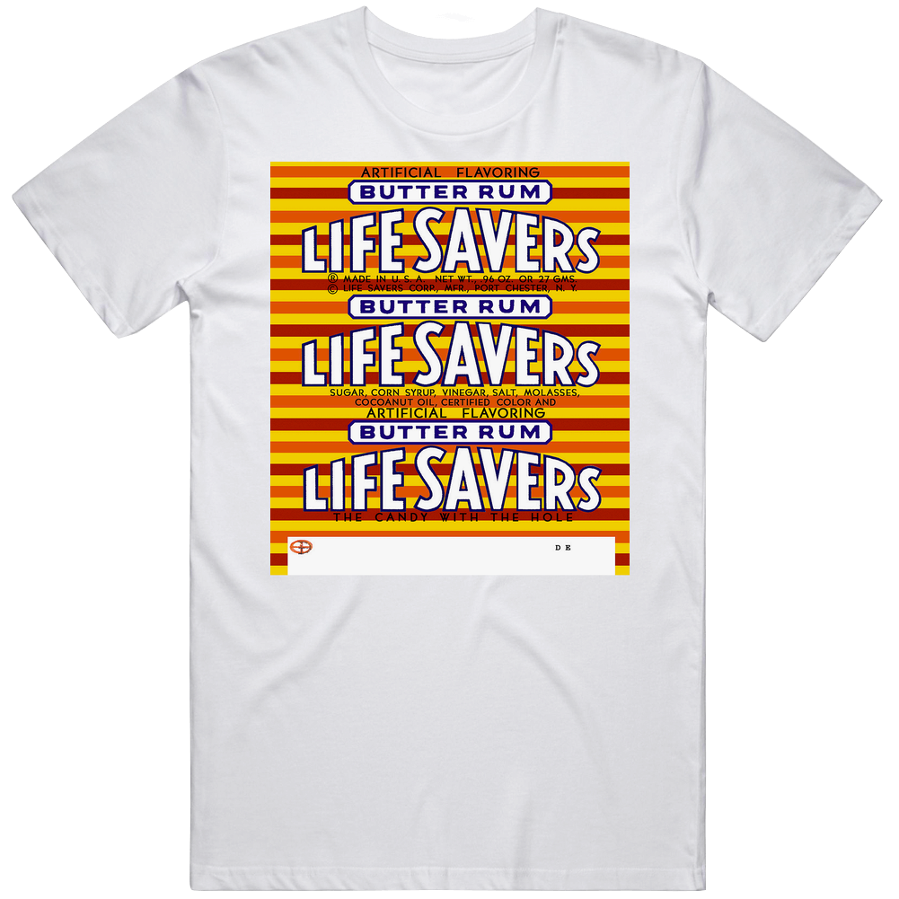Life Savers Butter Rum Wrapper Hard Candy Sweets Foodie Food Mens Soft Cotton Tee T Shirt Life Savers Butter Rum Wrapper Hard Candy Sweets Foodie Food Mens Soft Cotton Tee T Shirt