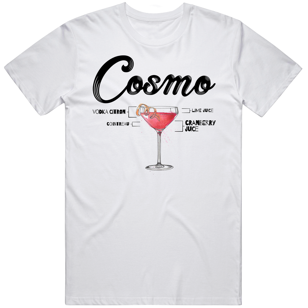 Cosmopolitan Cosmo Bar Alcoholic Drink Bartender Recipe Poster Party Gift Mens Soft Cotton Tee T Shirt