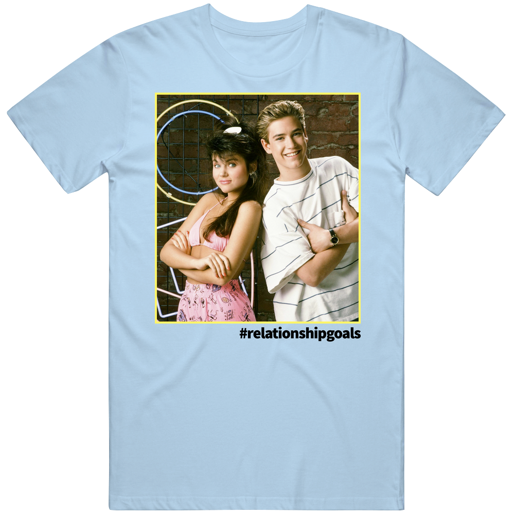 Relationship Goals Zack Morris Kelly Kapowski Saved By The Bell 90s Tv Show Sitcom Mens Soft Cotton Tee T Shirt