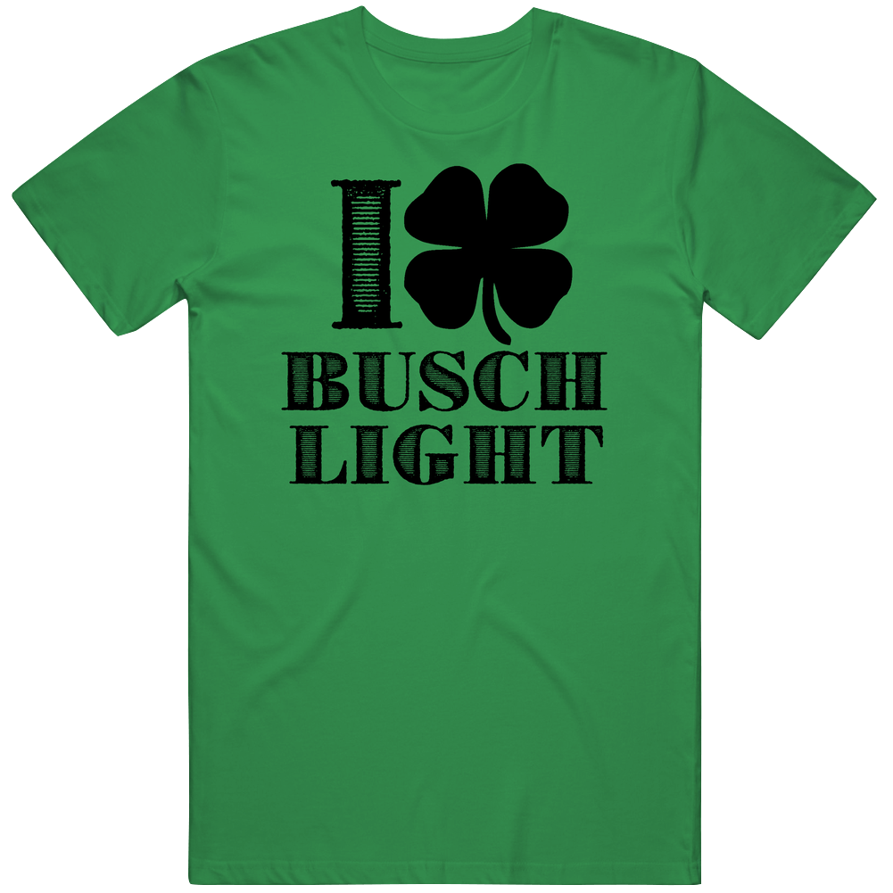 Heart Love Shamrock Busch Light Beer St Patricks Day Cool Mens Cotton Classic T Shirt