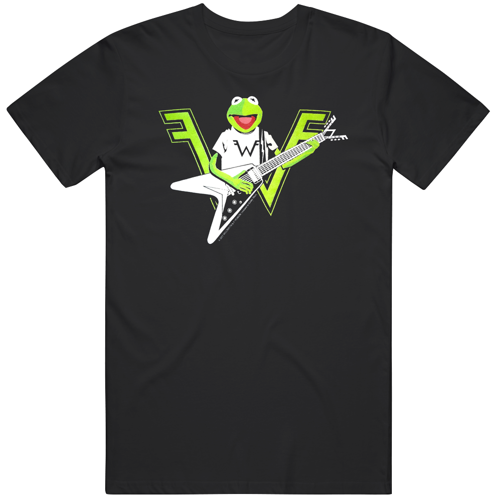 Kermit The Frog Playing The Guitar Weezer Logo Mens Cotton Classic T Shirt
