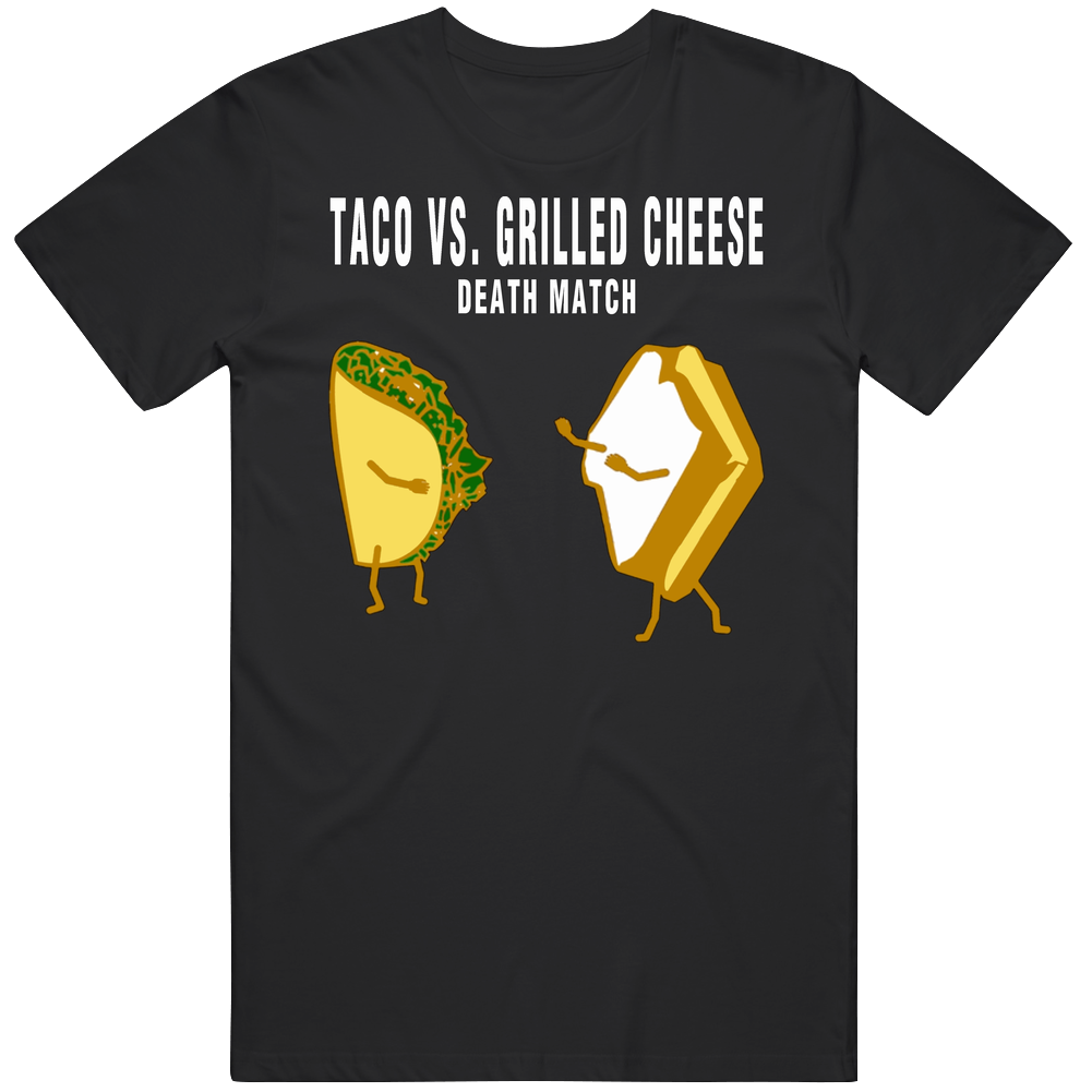 Taco Vs Grilled Cheese Funny Death Match Mens Cotton T Shirt