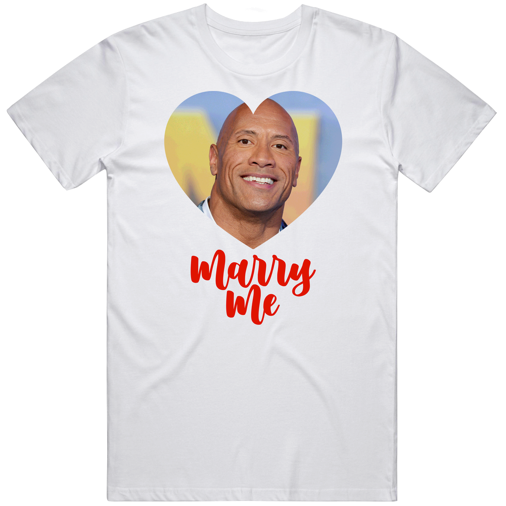 Dwayne The Rock Johnson Marry Me Mens Cotton T Shirt