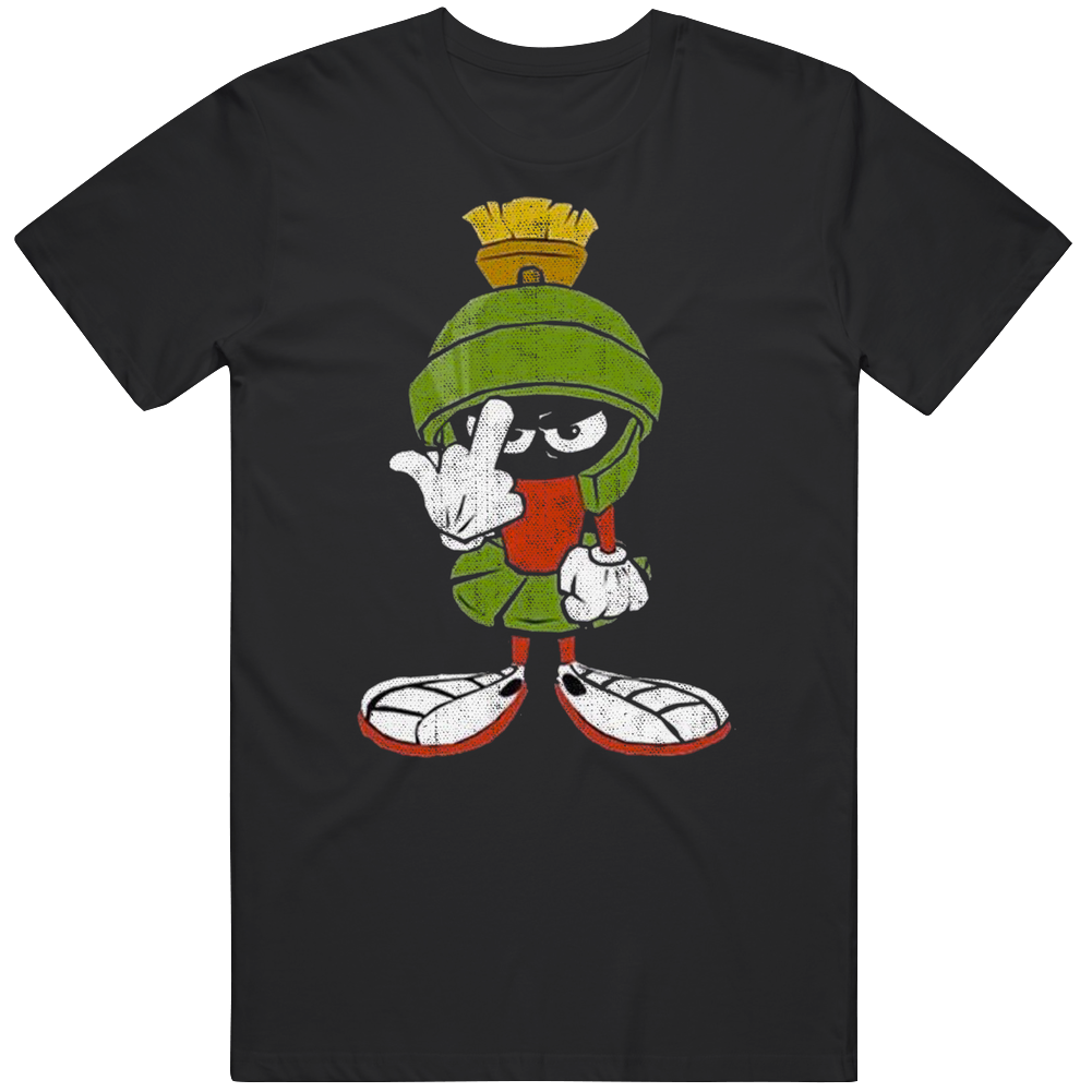 Marvin The Martian Middle Finger Flipping The Bird Looney Toons Worn Look Mens Cotton Classic T Shirt Marvin The Martian Middle Finger Flipping The Bird Looney Toons Worn Look Mens Cotton Classic T Shirt