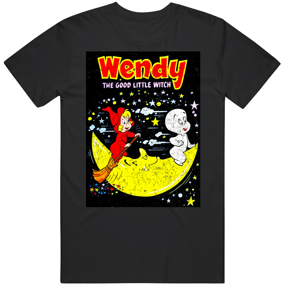 Wendy The Good Little Witch Casper Vintage Look Mens Cotton Classic T Shirt Wendy The Good Little Witch Casper Vintage Look Mens Cotton Classic T Shirt