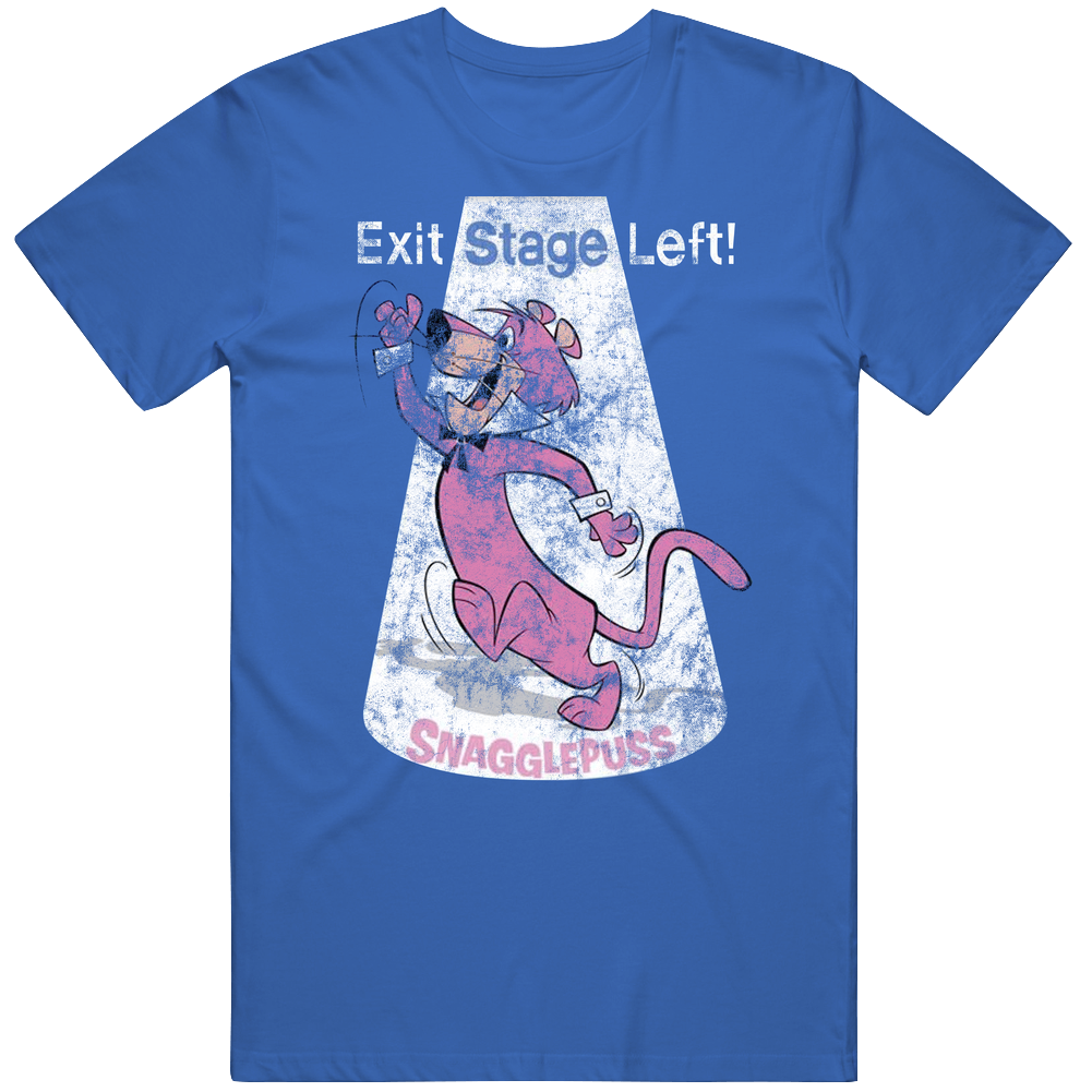 Snagglepuss Exit Stage Left Funny 60s Tv Cartoon Worn Look Mens Cotton Classic T Shirt Snagglepuss Exit Stage Left Funny 60s Tv Cartoon Worn Look Mens Cotton Classic T Shirt