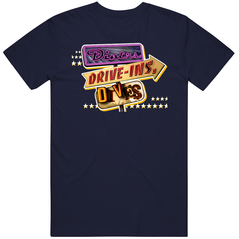 New Diners Drive Ins Dives Food Network Guy Fieri Mens Cotton Classic T Shirt