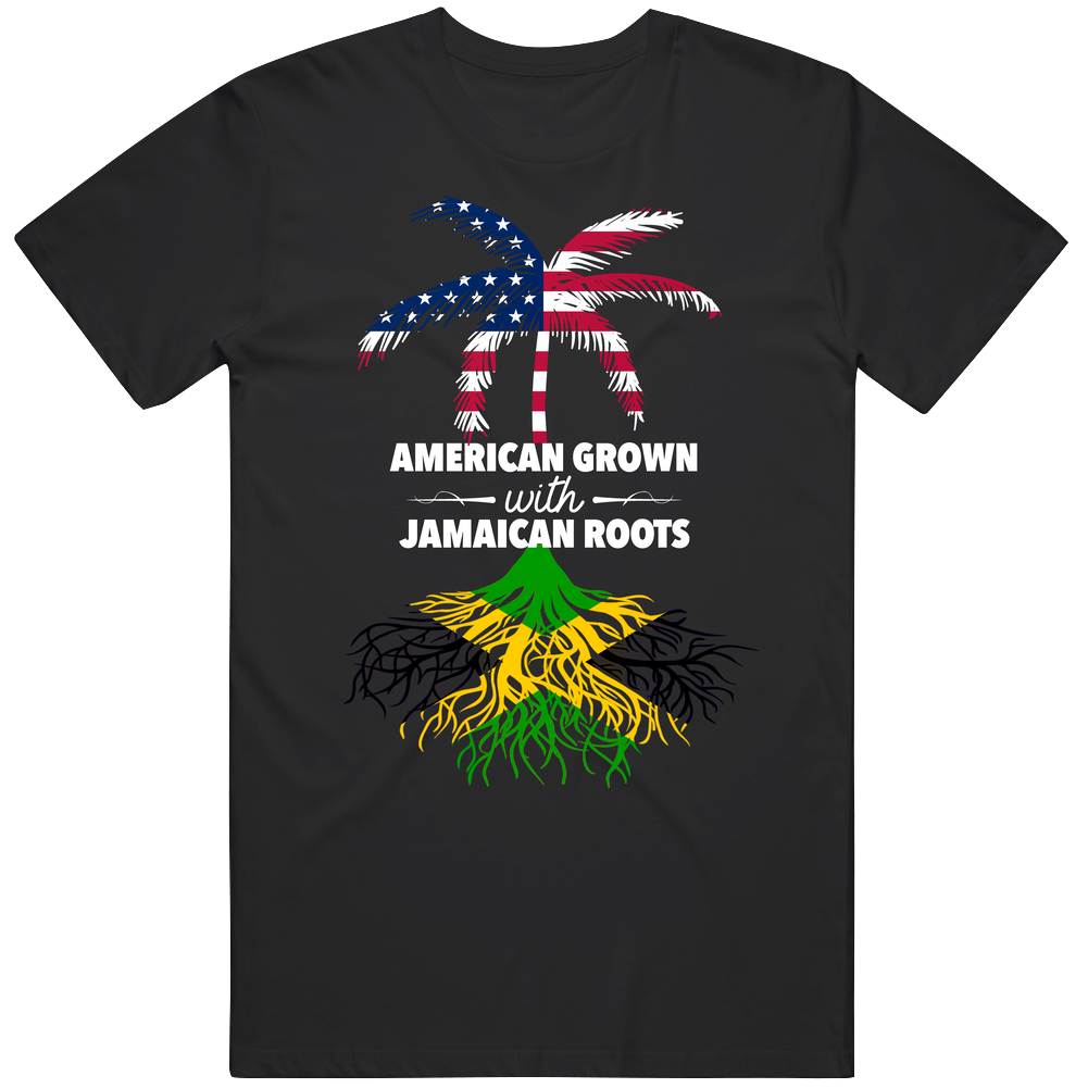 American Grown With Jamaican Roots Palm Tree Mens Vintage T Shirt