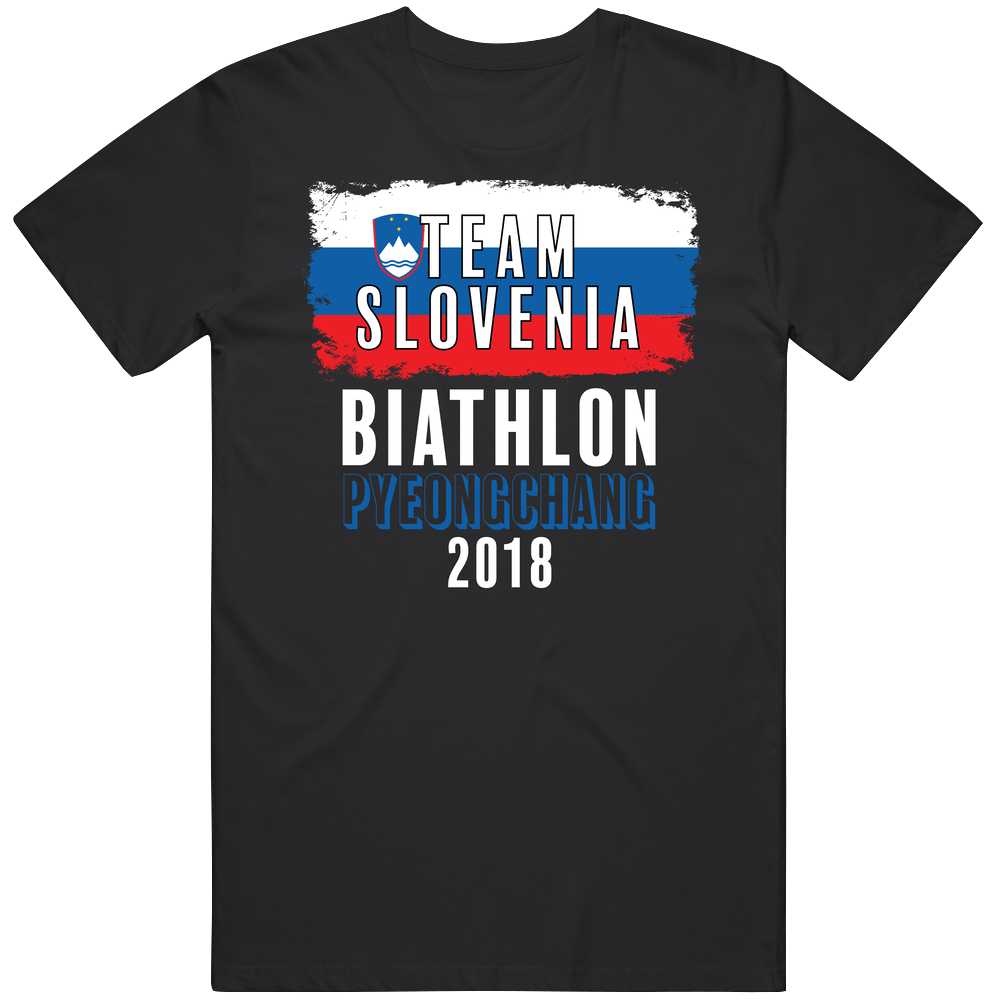 Team Flag Slovenia Biathlon Pyeongchang 2018 Olympic Mens Vintage T Shirt