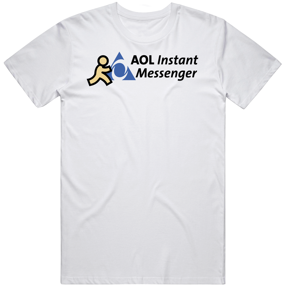 Aol Instant Messenger America Online Black Logo 3 Mens Vintage T Shirt Aol Instant Messenger America Online Black Logo 3 Mens Vintage T Shirt