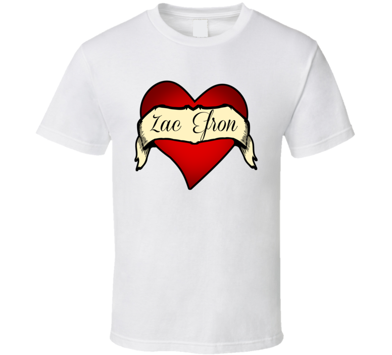 Heart Tattoo Zac Efron Fan Celebrity T Shirt