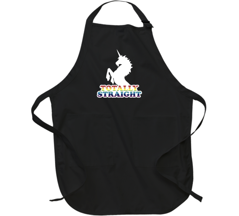 Totally Straight Funny Rainbow Unicorn Apron