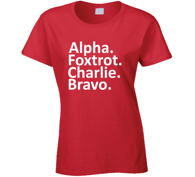 Alpha Foxtrot Charlie Bravo Afc Bournemouth England Soccer Ladies T Shirt