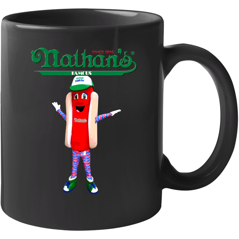 Nathan's Famous Hot Dogs Frankster Mascot Funny Cool Mug Nathan's Famous Hot Dogs Frankster Mascot Funny Cool Mug