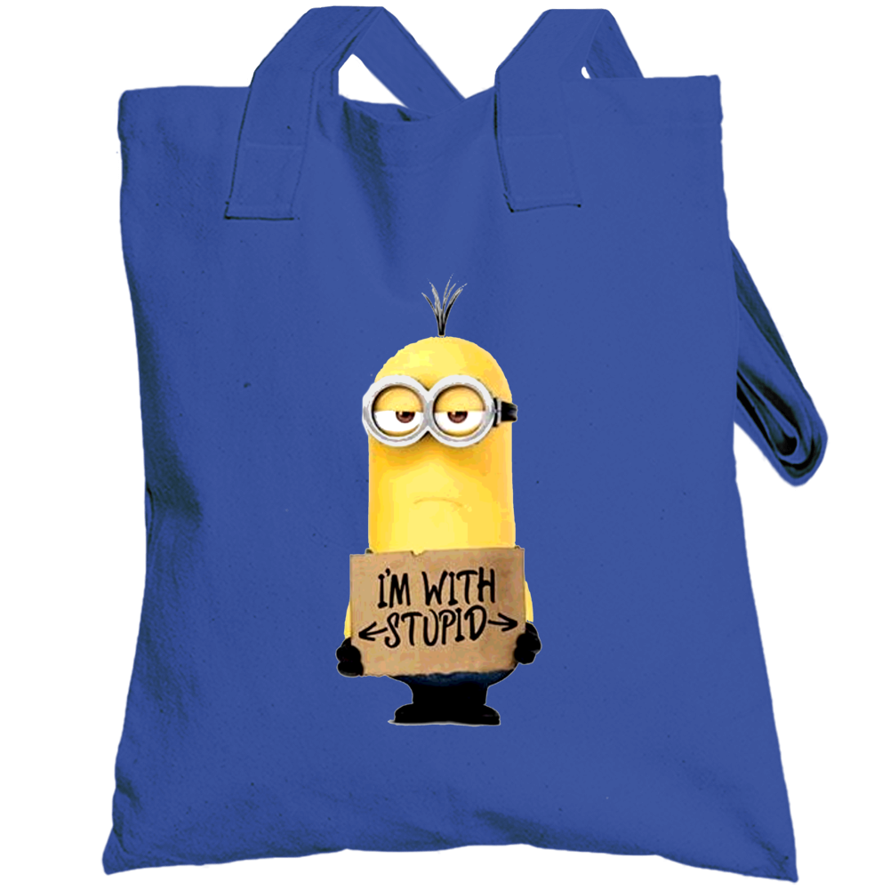 Minions Movie Kevin Im With Stupid Funny Sign Totebag