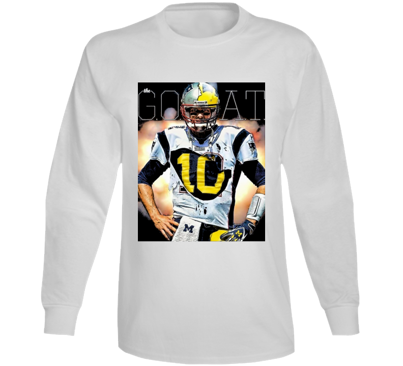 The Goat Tom Brady Patriots Michigan Football Sports Team Fan Long Sle