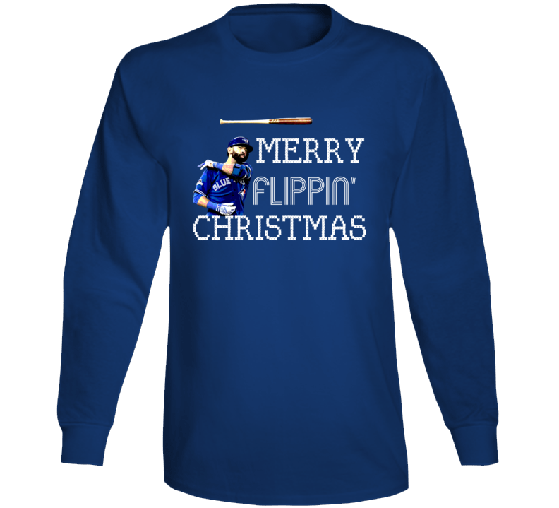 Merry Flippin Christmas Jose Bautista Toronto Baseball Long Sleeve