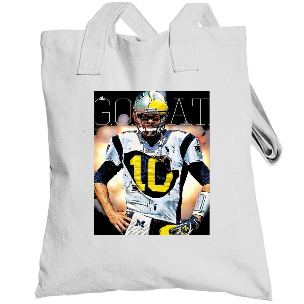 The Goat Tom Brady Patriots Michigan Football Sports Team Fan Totebag