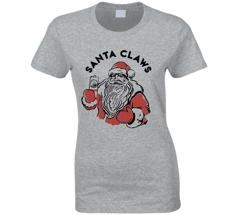 Santa Claws White Claw Funny Christmas Ladies T Shirt