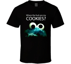 Cookie Monster Where Are My Cookies Black Unisex T Shirt