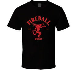 Fireball Cinnamon Whiskey Logo Label Drinking Black Unisex T Shirt
