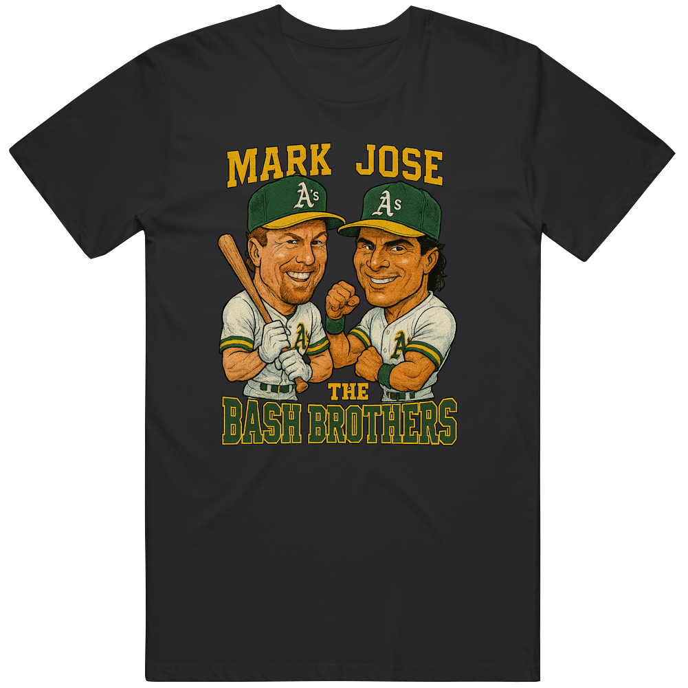 Mark Mcgwire & Jose Canseco  Bash Brothers Vintage Retro Caricature Tee T Shirt