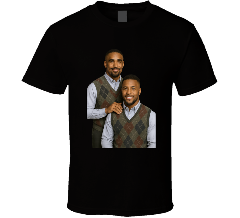 Jalen Hurts & Saquon Barkley Step Brothers Parody Portrait T Shirt Jalen Hurts & Saquon Barkley Step Brothers Parody Portrait T Shirt