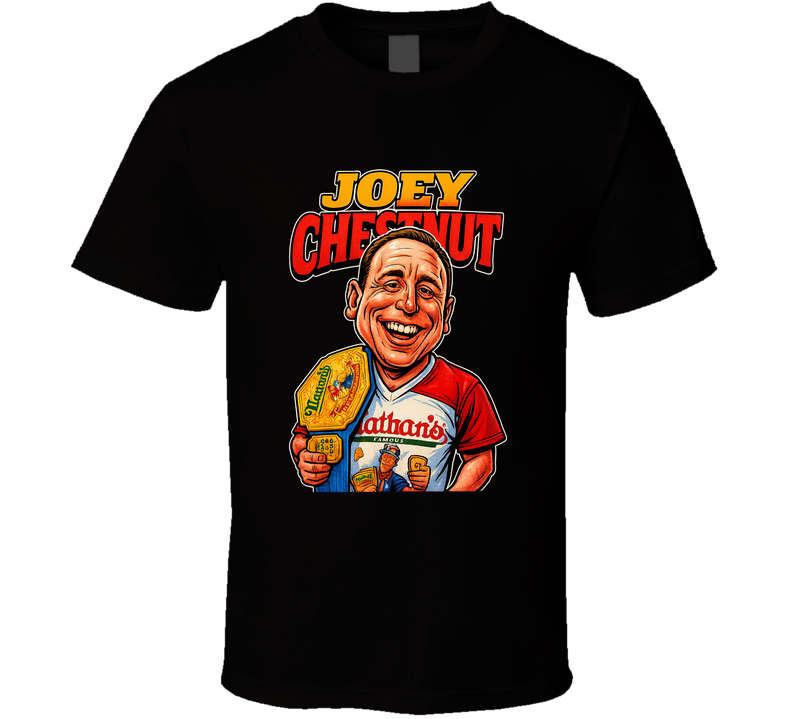 Joey Chestnut - Hot Dog Eating Champion Caricature Tee T Shirt Joey Chestnut - Hot Dog Eating Champion Caricature Tee T Shirt