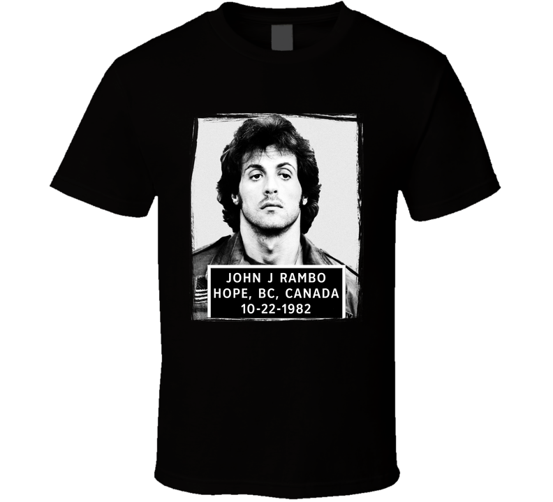 John J Rambo First Blood Mugshot 80s Action Movie Fan Black Unisex T Shirt John J Rambo First Blood Mugshot 80s Action Movie Fan Black Unisex T Shirt