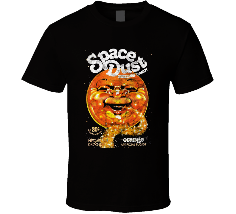 Space Dust Sizzling Candy Retro Sweets Foodie Worn Look Black Unisex T Shirt