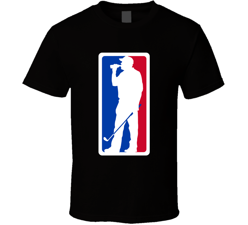 Golfer Drinking Beer Baseball Logo Mashup Parody Black Unisex T Shirt