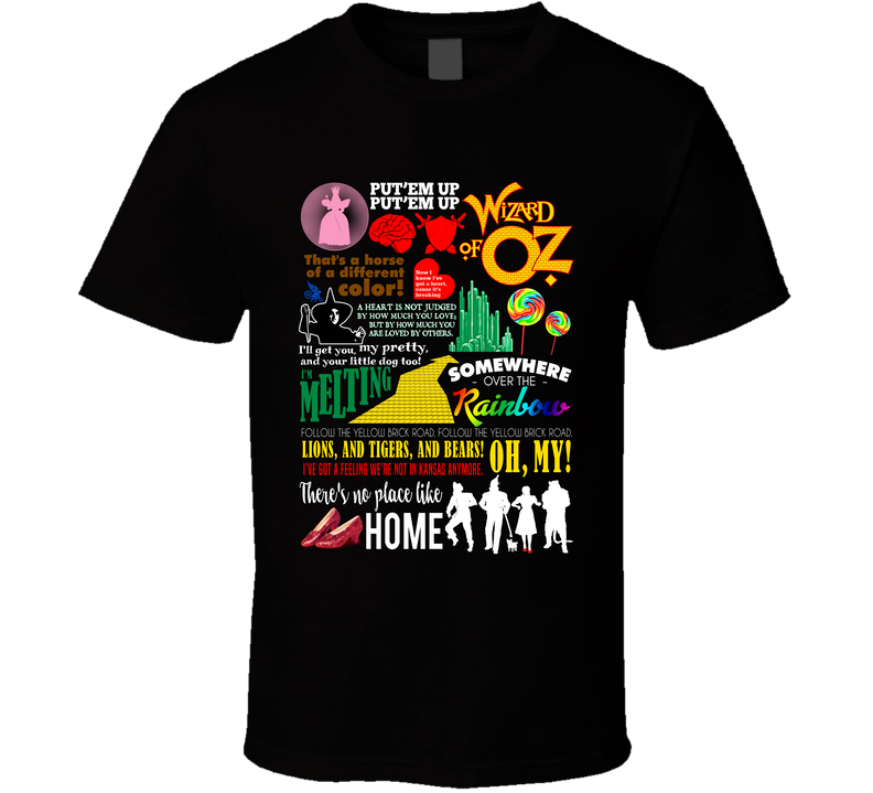 The Wizard Of Oz Classic Retro Musical Quote Movie Poster Mashup Fan Black Unisex T Shirt