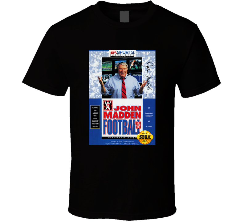 John Madden Football 93 Sega Genesis Cover Fan Black Unisex T Shirt John Madden Football 93 Sega Genesis Cover Fan Black Unisex T Shirt