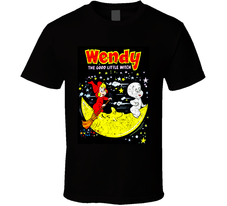Wendy The Good Little Witch Casper Vintage Look Black Unisex T Shirt Wendy The Good Little Witch Casper Vintage Look Black Unisex T Shirt