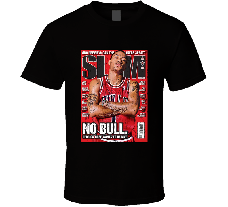 Slam Magazine Issue 143 Derrick Rose Popular Basketball Magazine Grunge Look Black Unisex T Shirt