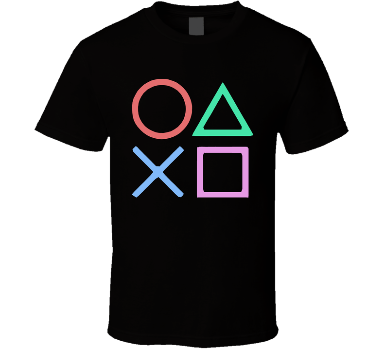 Playstation Gamer Buttons Black Unisex T Shirt Playstation Gamer Buttons Black Unisex T Shirt